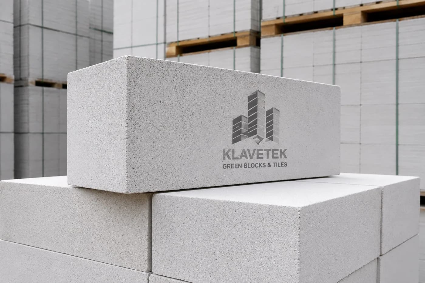 Stacked Klavetek AAC blocks — lighter and larger than clay bricks