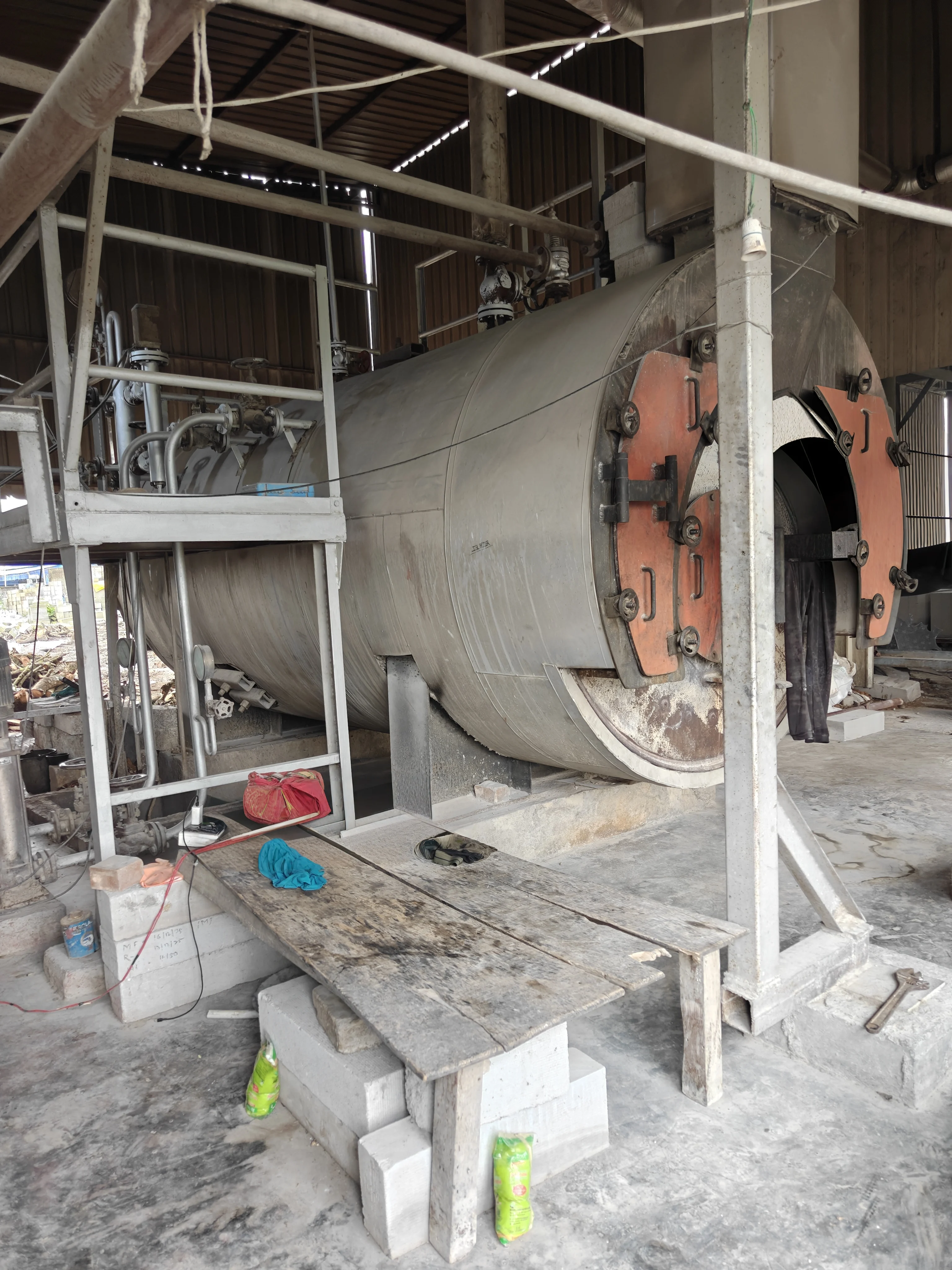 Industrial boiler generating steam for the autoclaves
