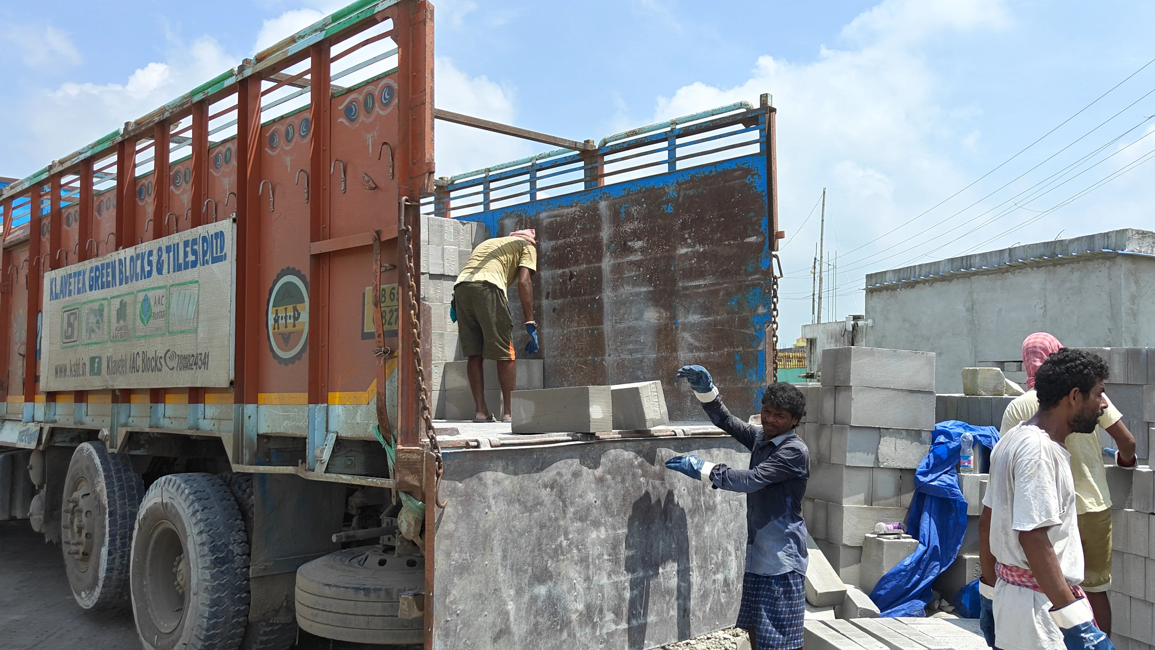 Fleet of trucks ready for block delivery